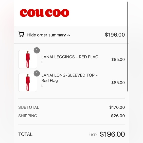 Cuocoo Lanai Long Two Piece Set - Red - Picture 6 of 6